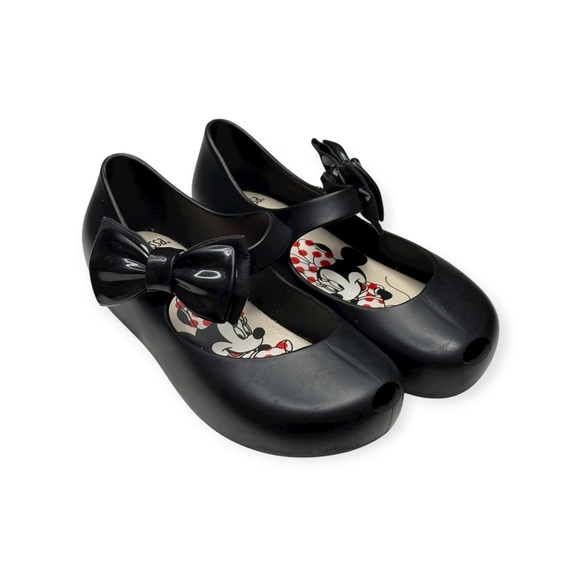 Mini Melissa 𖠌 Minnie Mouse Disney Ultra Bow Jelly Flat Shoes 𖠌 Black 𖠌 Girls 10 - Picture 11 of 16